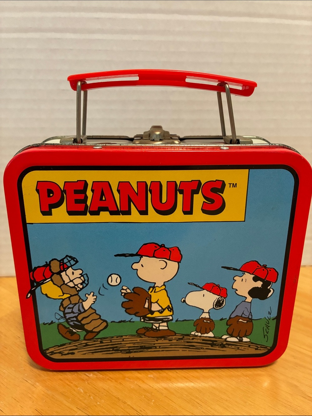 Peanuts Mini Metal Lunchbox with Baseball Theme